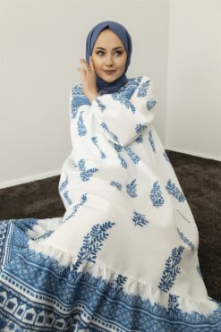 Hijab Kleid weiss blau 5630